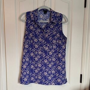 Ann Taylor Floral Sleeveless Women's Top - Blue